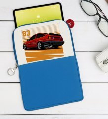 BK Gift Drift Car Tasarımlı Taşınabilir Koruyucu Tablet Kılıfı & Organizer Çanta - Mavi-1