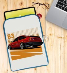 BK Gift Drift Car Tasarımlı Taşınabilir Koruyucu Tablet Kılıfı & Organizer Çanta - Mavi-1
