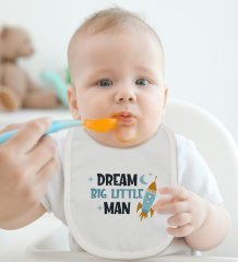 BK Kids Dream Big Little Man Tasarımlı Bebek Body Zıbın ve Mama Önlüğü Hediye Seti - Model 1