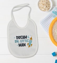 BK Kids Dream Big Little Man Tasarımlı Bebek Body Zıbın ve Mama Önlüğü Hediye Seti - Model 1
