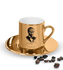 Kişiye Özel Atatürk Temalı Aynalı Altın Türk Kahvesi Fincanı-14