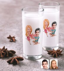 Kişiye Özel Sevgililer Karikatürlü İkili Rakı Bardağı Seti-19