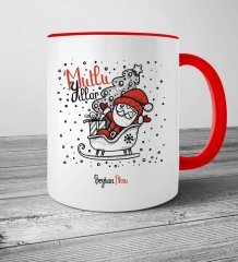 Kişiye Özel Noel Baba Mutlu Yıllar Kırmızı Kupa Bardak - 6