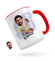 Kişiye Özel Erkek Mangalcı Karikatürlü Kırmızı Kupa Bardak-1