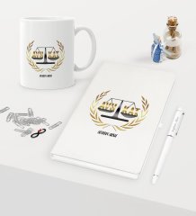 Kişiye Özel Avukat Temalı Beyaz Defter Kalem Kupa Seti - 1