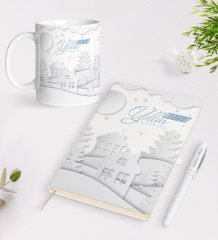 Kişiye Özel Yılbaşı Mutlu Yıllar Beyaz Defter Kalem ve Kupa Seti-23