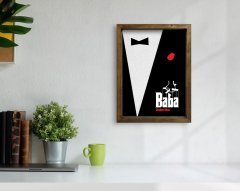 BK Home İsme Özel Godfather Baba Tasarımlı Doğal Masif Ahşap Çerçeveli Tablo 45x65cm-13