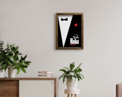 BK Home İsme Özel Godfather Baba Tasarımlı Doğal Masif Ahşap Çerçeveli Tablo 45x65cm-13