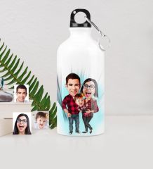 Kişiye Özel Aile Karikatürlü Metal Suluk (500 ml.) 2