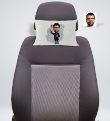 Kişiye Özel Erkek Master Chef Karikatürlü Dikdörtgen Araç Koltuk Yastığı-1