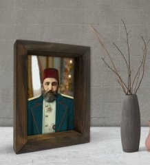 BK Gift Sultan II Abdülhamid Han Tasarımlı Dekoratif Doğal Masif Ahşap Çerçeve 15x20cm-7