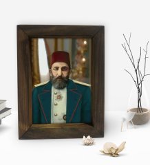 BK Gift Sultan II Abdülhamid Han Tasarımlı Dekoratif Doğal Masif Ahşap Çerçeve 15x20cm-7