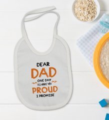 BK Kids Dear Dad Tasarımlı Bebek Body Zıbın ve Mama Önlüğü Hediye Seti - Model 1
