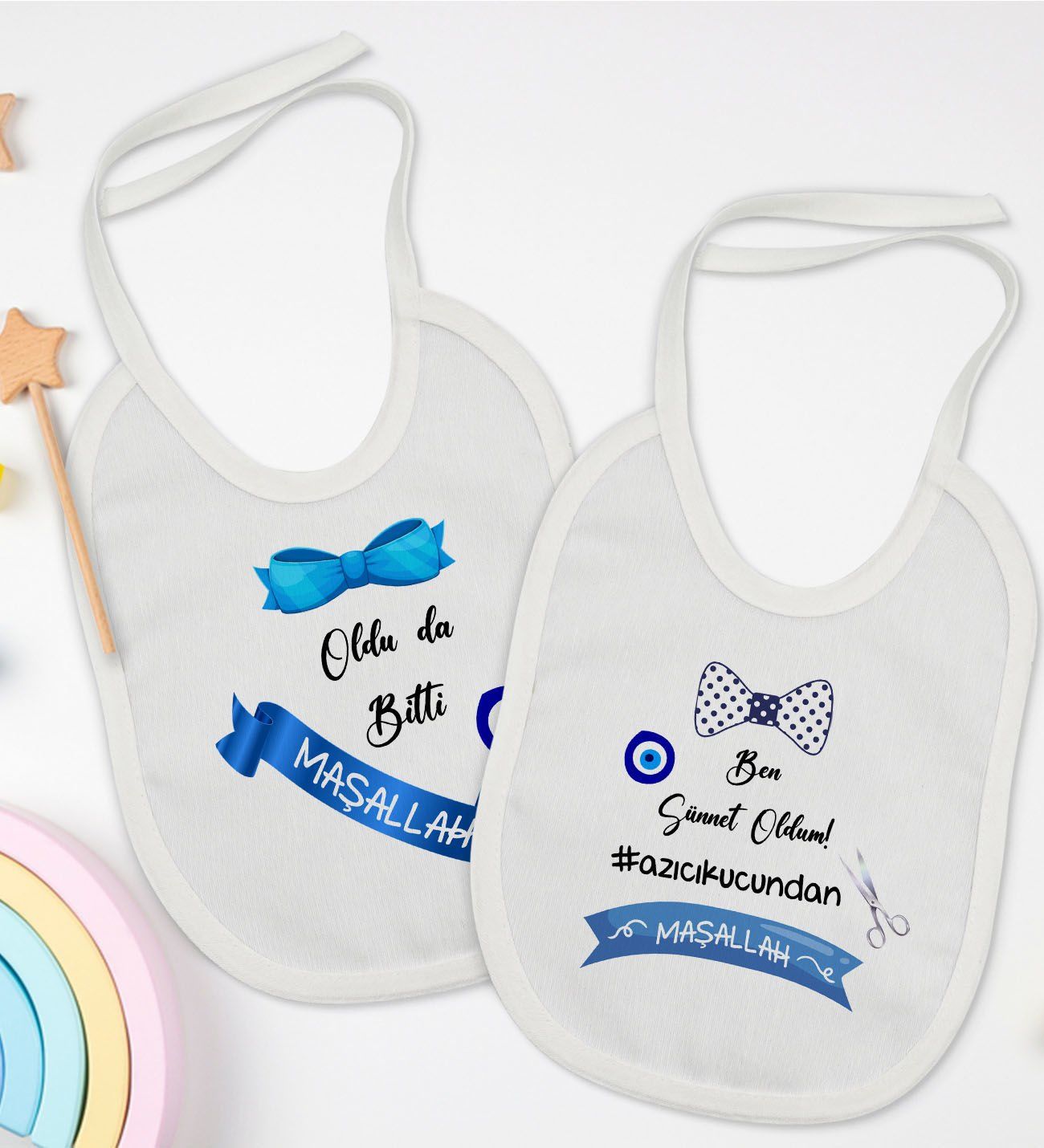 BK Kids Sünnet Tasarımlı 2’li Beyaz Mama Önlüğü-1