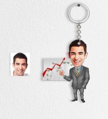 Kişiye Özel Bay Bankacı Karikatür Anahtarlık - 2