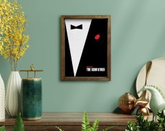 BK Home İsme Özel Godfather Baba Tasarımlı Doğal Masif Ahşap Çerçeveli Tablo 45x65cm-12
