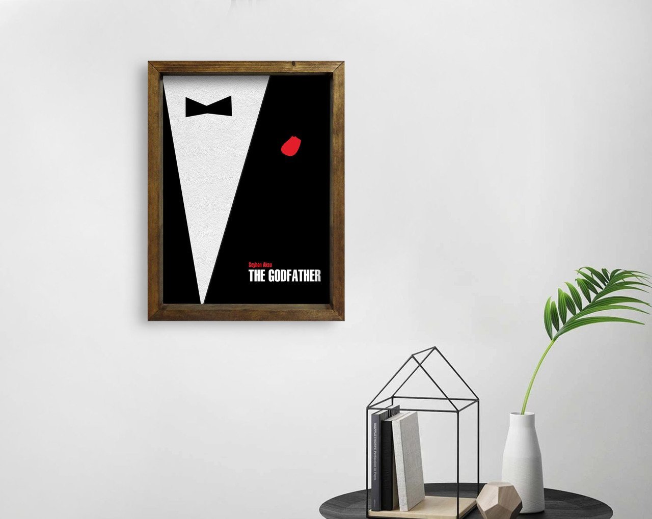 BK Home İsme Özel Godfather Baba Tasarımlı Doğal Masif Ahşap Çerçeveli Tablo 45x65cm-12