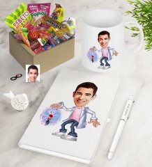 Kişiye Özel Bay Elektrik Mühendisi Karikatürlü Nostaljik Lezzetler Defter Kalem Kupa Seti