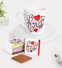 Kişiye Özel Sevgililer Günü Türk Kahvesi Fincanı ve Madlen Çikolata Seti-18