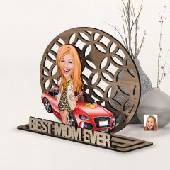 BK Gift Kişiye Özel 3 Katmanlı Anne Karikatürlü Ahşap Biblo-7 Anneye Hediye, Anneler Günü Hediyeleri