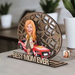 BK Gift Kişiye Özel 3 Katmanlı Anne Karikatürlü Ahşap Biblo-7 Anneye Hediye, Anneler Günü Hediyeleri