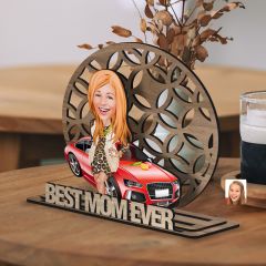 BK Gift Kişiye Özel 3 Katmanlı Anne Karikatürlü Ahşap Biblo-7 Anneye Hediye, Anneler Günü Hediyeleri