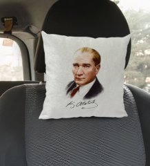 BK Gift Atatürk Temalı Kare Araç Koltuk Yastığı-12