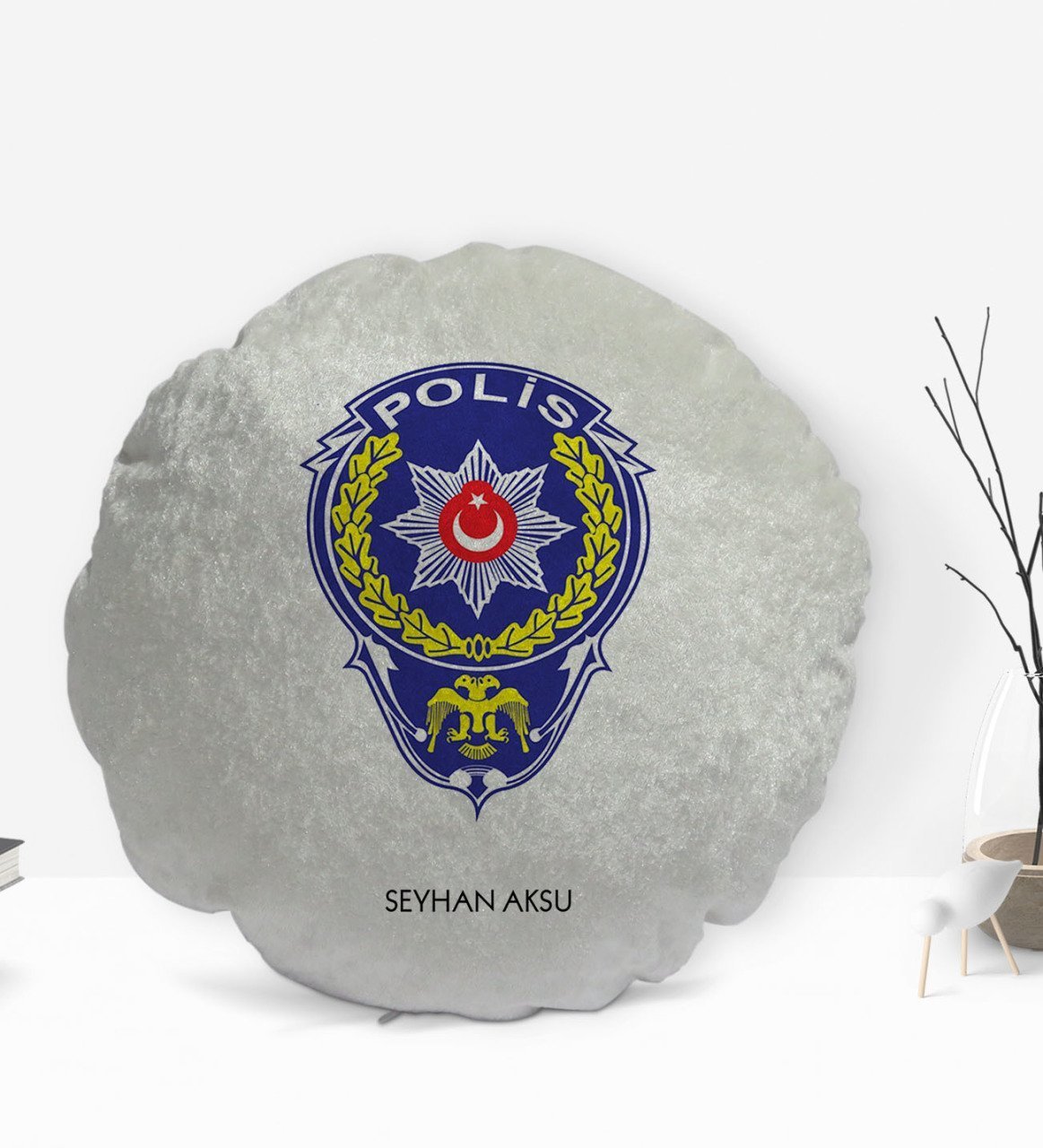 Kişiye Özel İsimli Polis Tasarımlı Dekoratif Kırlent Yastık-2