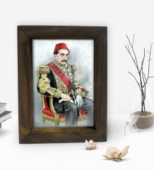 BK Gift Sultan II Abdülhamid Han Tasarımlı Dekoratif Doğal Masif Ahşap Çerçeve 15x20cm-6