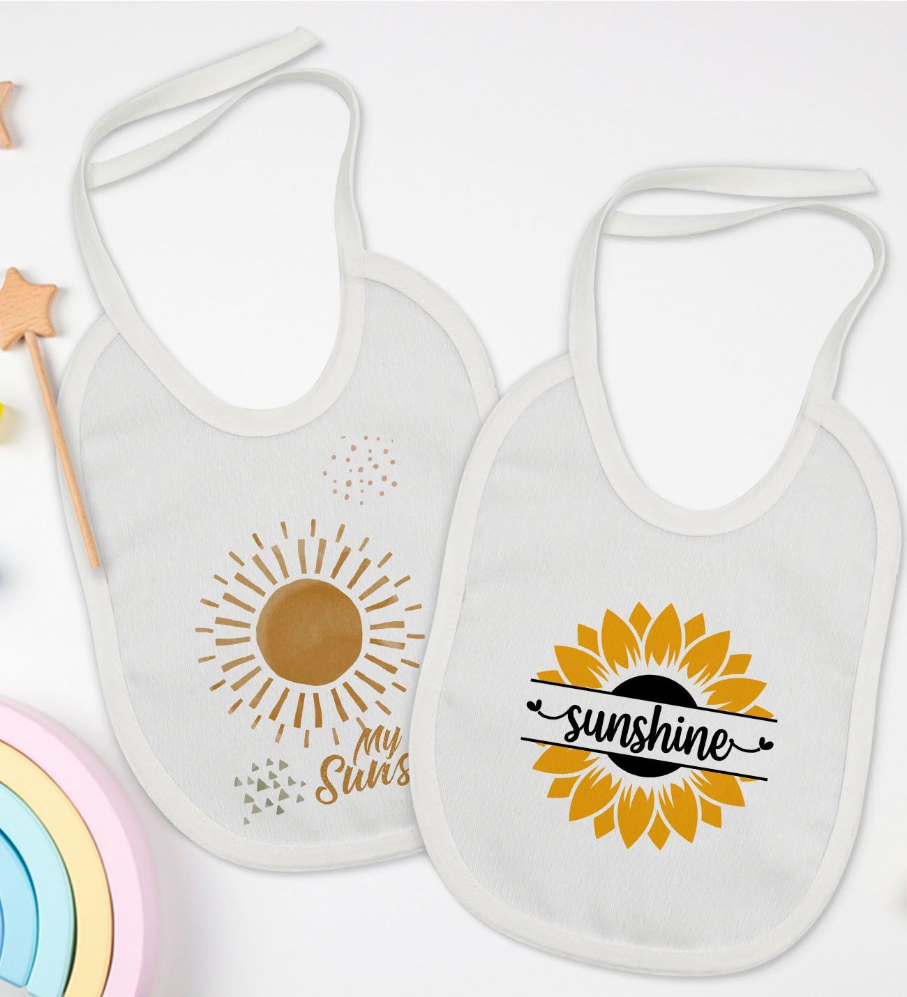 BK Kids Sunshine Tasarımlı 2’li Beyaz Mama Önlüğü-1