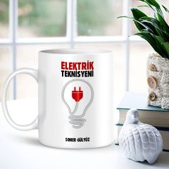 Kişiye Özel Mesleki Elektrik Teknisyeni Beyaz Kupa Bardak - 001