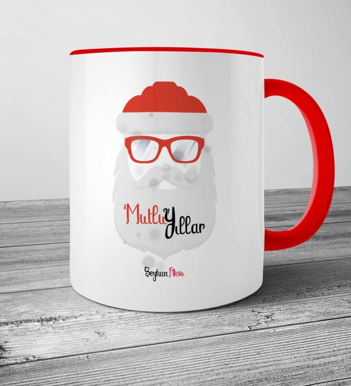 Kişiye Özel Noel Baba Mutlu Yıllar Kırmızı Kupa Bardak - 3