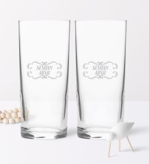Kişiye Özel İkili Rakı Bardağı ve Musluklu Doğal Ahşap Rakı Standı - Kırmızı