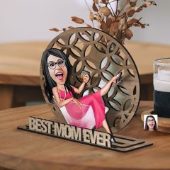 BK Gift Kişiye Özel 3 Katmanlı Anne Karikatürlü Ahşap Biblo-6 Anneye Hediye, Anneler Günü Hediyeleri