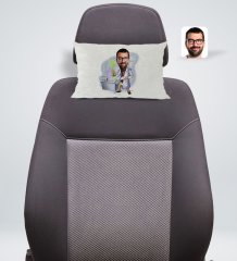 Kişiye Özel Erkek Kimya Öğretmeni Karikatürlü Dikdörtgen Araç Koltuk Yastığı-2