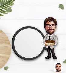 Kişiye Özel Erkek Doğum Günü Karikatürlü Ahşap Bardak Altlığı-4