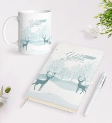 Kişiye Özel Yılbaşı Mutlu Yıllar Beyaz Defter Kalem ve Kupa Seti-20