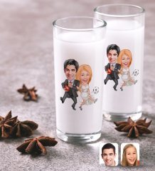 Kişiye Özel Sevgililer Karikatürlü İkili Rakı Bardağı Seti-15