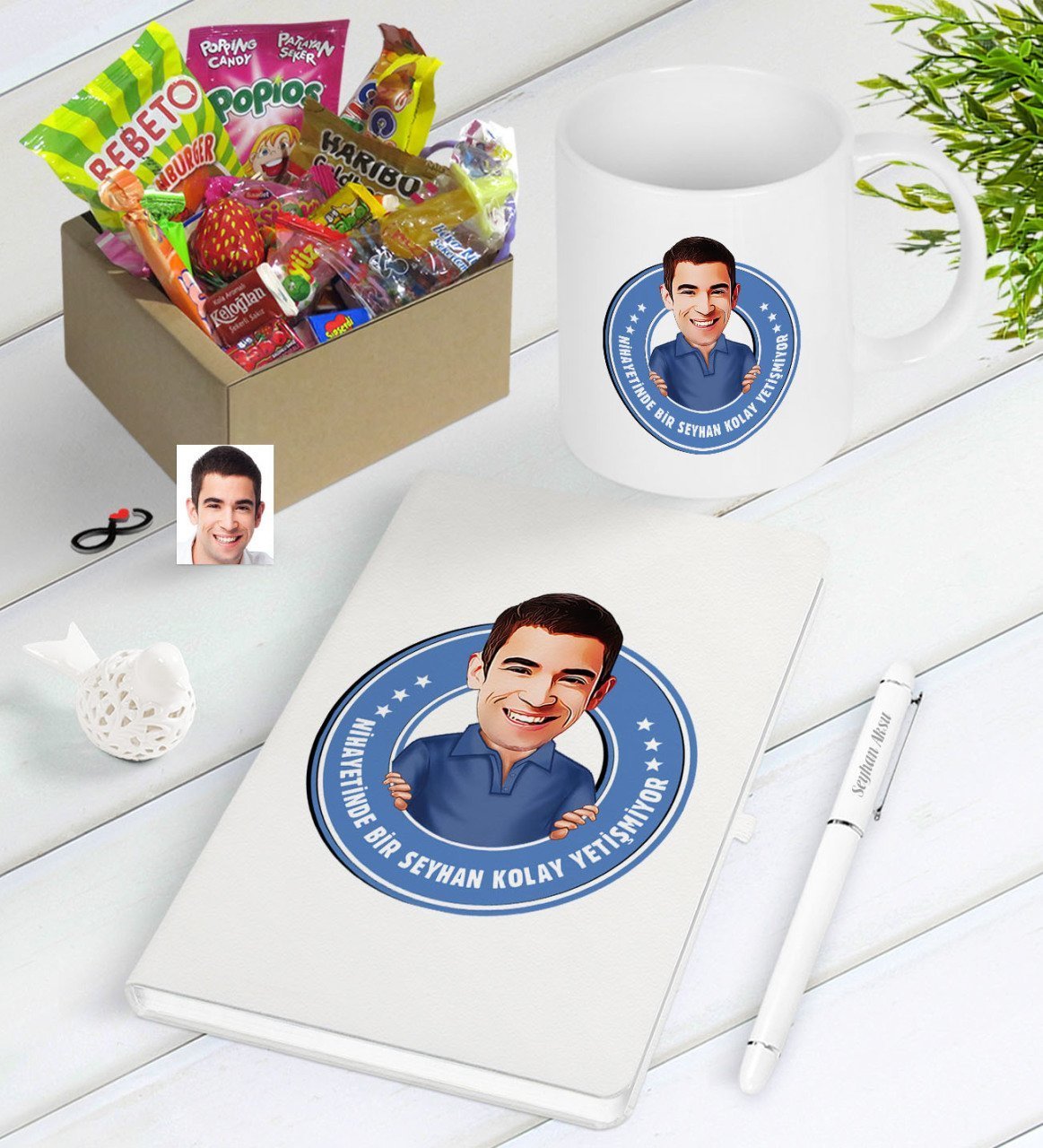 Kişiye Özel Bay Kolay Yetişmiyor Karikatürlü Nostaljik Lezzetler Defter Kalem Kupa Seti-3