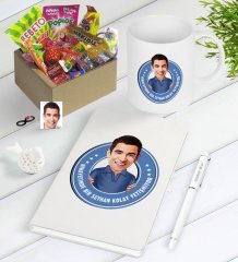 Kişiye Özel Bay Kolay Yetişmiyor Karikatürlü Nostaljik Lezzetler Defter Kalem Kupa Seti-3