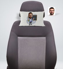 Kişiye Özel Erkek Kimya Öğretmeni Karikatürlü Dikdörtgen Araç Koltuk Yastığı-1