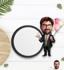 Kişiye Özel Erkek Doğum Günü Karikatürlü Ahşap Bardak Altlığı-3