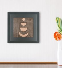 BK Gift Ay Tasarımlı Ahşap Çerçeveli Taş Duvar Dekoru-2