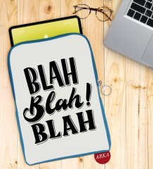 BK Gift Blah Blah Blah Tasarımlı Taşınabilir Koruyucu Tablet Kılıfı & Organizer Çanta - Mavi-1