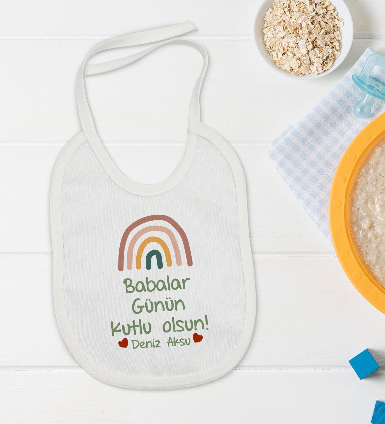 BK Kids Kişiye Özel Babalar Günü Tasarımlı Bebek Mama Önlüğü - Model 2
