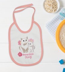 BK Kids Annesinin Çiçeği Tasarımlı Pembe Bebek Mama Önlüğü