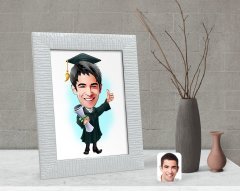 Kişiye Özel Erkek Mezun Karikatürlü Dekoratif Çerçeve-1