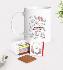 Kişiye Özel Dünyanın En İyi Öğretmeni Beyaz Kupa ve Çikolata Hediye Seti-7