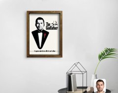 Kişiye Özel Godfather Baba Tasarımlı Doğal Masif Ahşap Çerçeveli Tablo 45x65cm-8