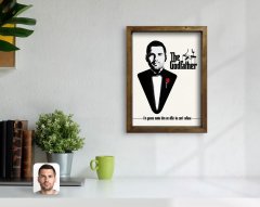 Kişiye Özel Godfather Baba Tasarımlı Doğal Masif Ahşap Çerçeveli Tablo 45x65cm-8